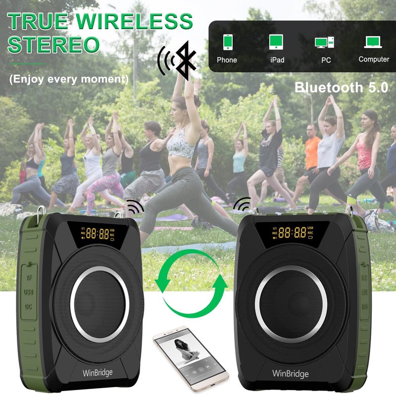 ResponseBridge Bluetooth 5.0 Voice Amplifier with Wireless Mic Headset, Waterproof Personal Microphone Wireless Voice Amplifier, 20W Loudly Portable Megaphone PA System for Teachers, Safety Drills, Outdoors Indoors - Image 5